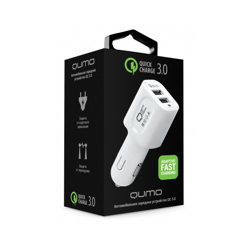 Автомобильное зарядное устройство Qumo Dual Quick Charge 3.0 2USB 2A фото 